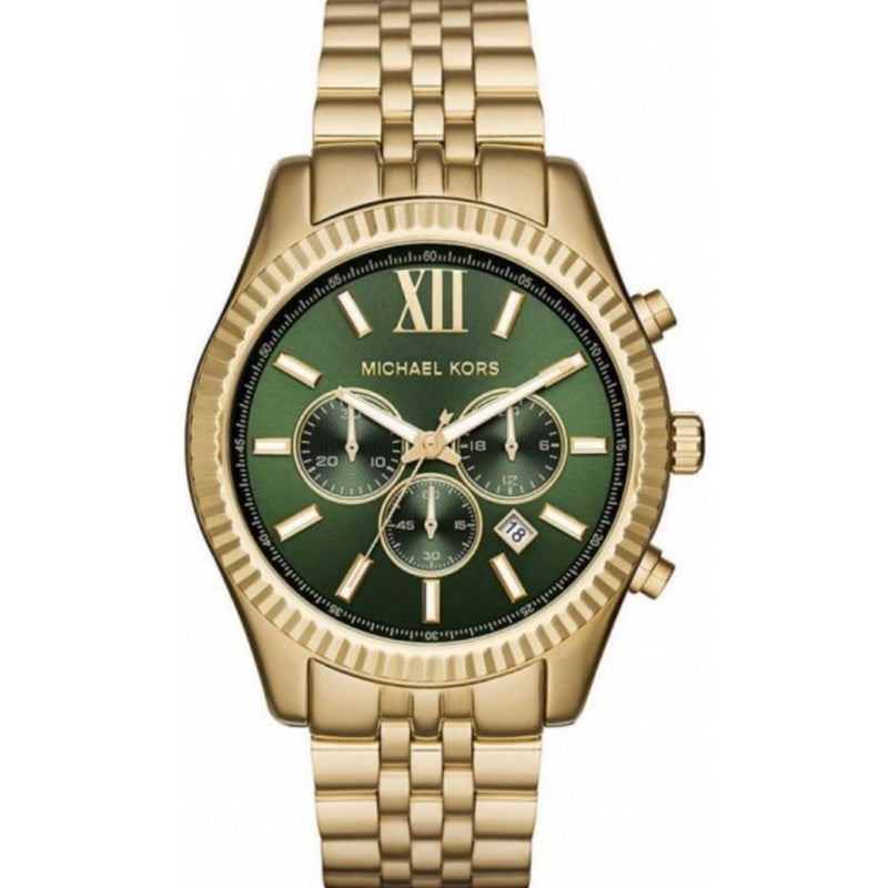 Chronograph Watch - Michael Kors MK8446 Men's Lexington Chronograph Gold Green Watch
