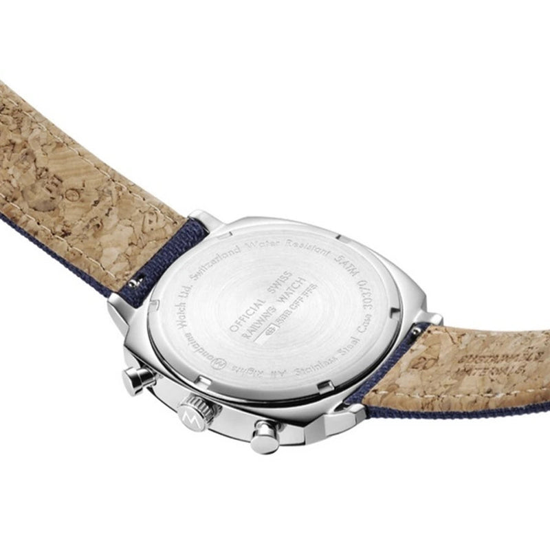 Chronograph Watch - Mondaine Grand Cushion Chrono Square Men's Blue Watch  MSL.41440.LD.SET