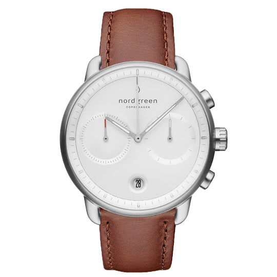 Nordgreen Native Brown Leather 32mm Silver Case Watch