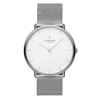 Chronograph Watch - Nordgreen Native Silver Mesh 40mm Silver Case Watch