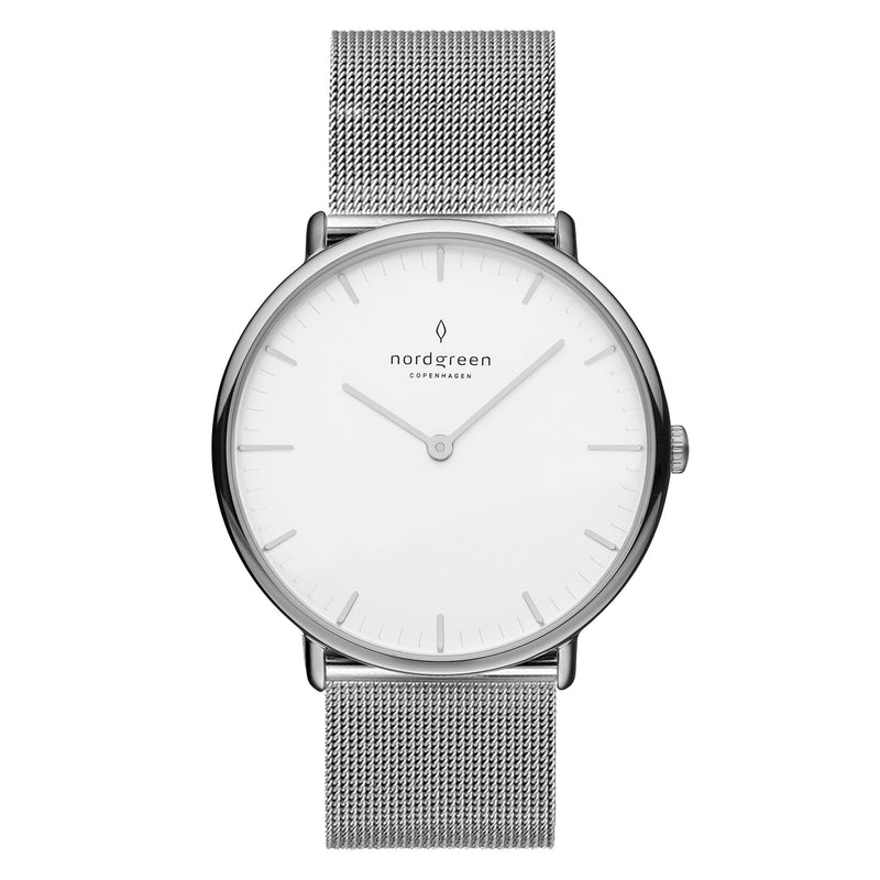 Chronograph Watch - Nordgreen Native Silver Mesh 40mm Silver Case Watch