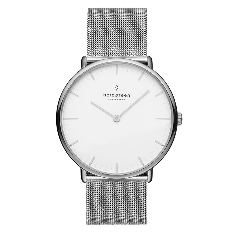 Chronograph Watch - Nordgreen Native Silver Mesh 40mm Silver Case Watch