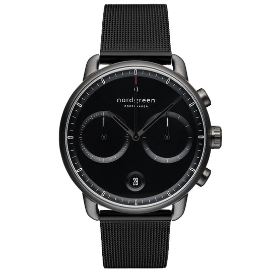 Nordgreen Pioneer Black Mesh 42mm Gun Metal Case Watch