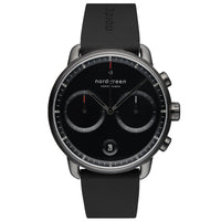 Chronograph Watch - Nordgreen Pioneer Black Rubber 42mm Gun Metal Case Watch