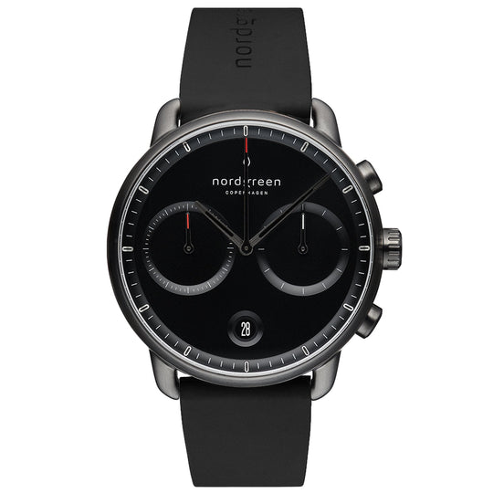 Nordgreen Pioneer Black Rubber 42mm Gun Metal Case Watch
