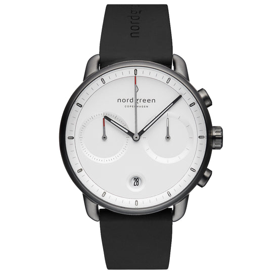 Nordgreen Pioneer Black Rubber 42mm Gun Metal Case Watch
