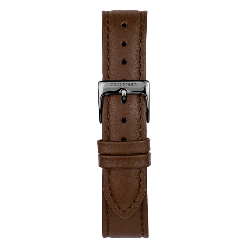 Chronograph Watch - Nordgreen Pioneer Brown Leather 42mm Gunmetal Case Watch