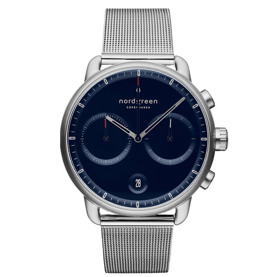 Nordgreen Pioneer Silver Mesh 42mm Silver Case Watch