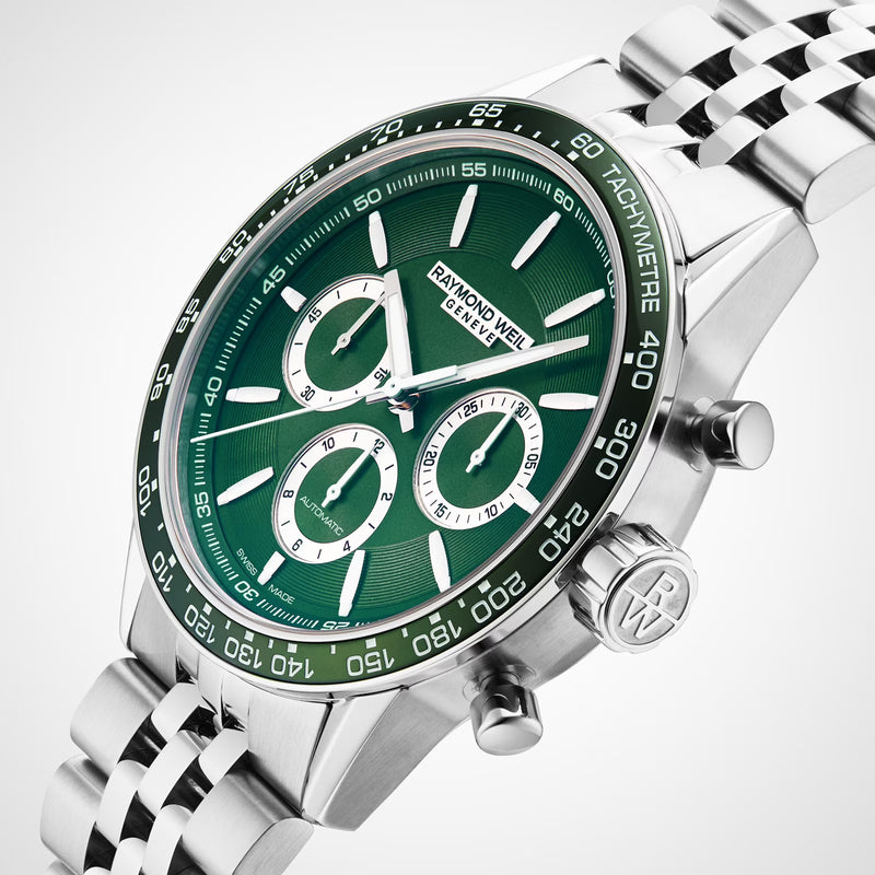 Chronograph Watch - Raymond Weil Freelancer Men's Green Watch 7741-ST7-52021