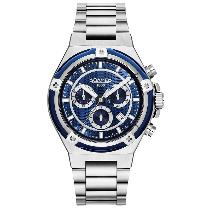 Chronograph Watch - Roamer 221837 41 45 20 Tempo Master Men's Blue Watch