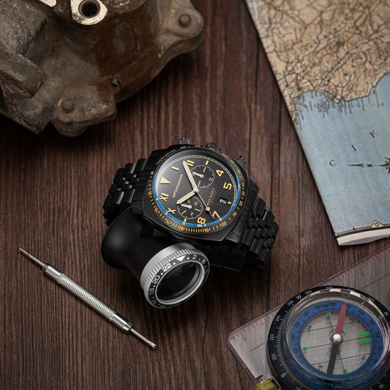 Chronograph Watch - Spinnaker Men's Black Hull California Watch SP-5092-44