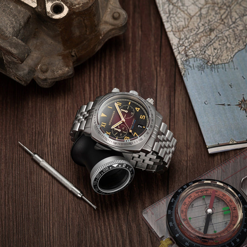 Chronograph Watch - Spinnaker Men's Oxblood Red Hull California Watch SP-5092-22