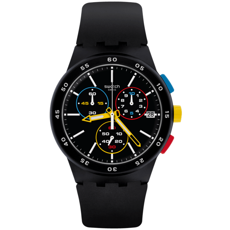 Chronograph Watch - Swatch Black-One Core Collection Men's Black Watch SUSB416
