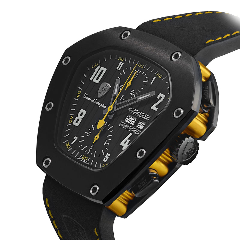 Chronograph Watch - Tonino Lamborghini TLF-T07-3 Men's Black Spyderleggro Chrono Watch