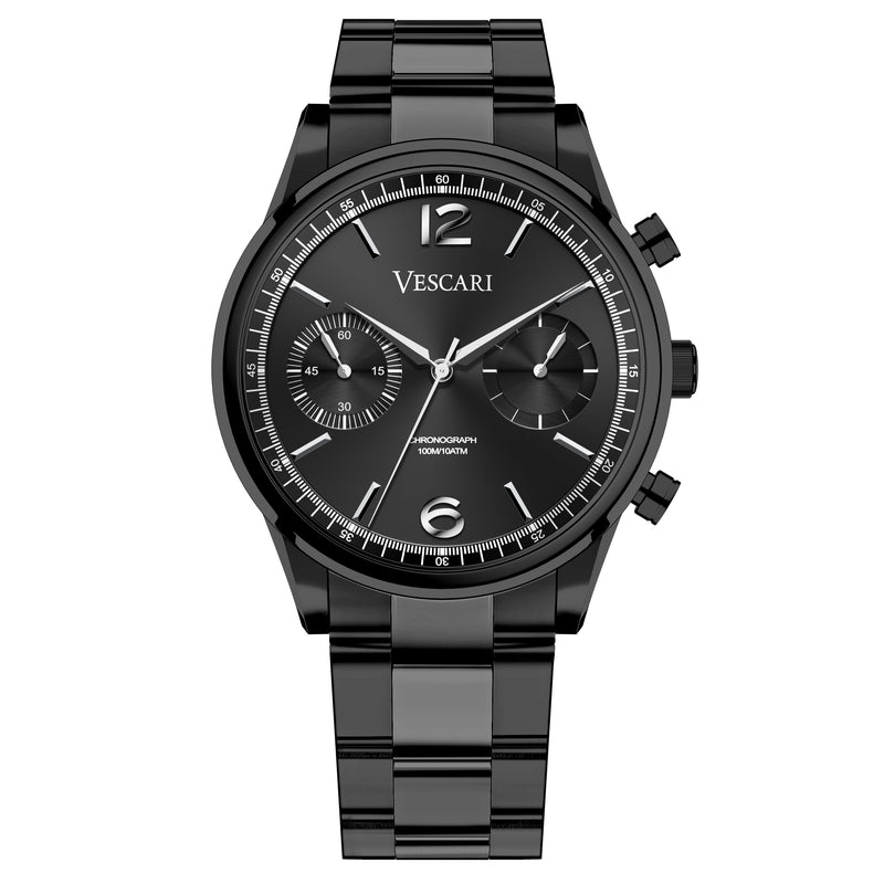 Chronograph Watch - Vescari Chestor Men's Black Chrono Watch VSC-02BS-03