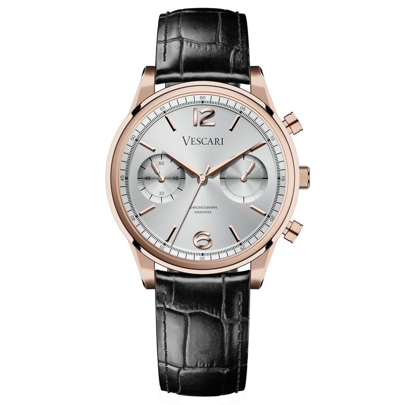 Chronograph Watch - Vescari Chestor Rosegold Black Chronograph Watch VSC-02RGB-1