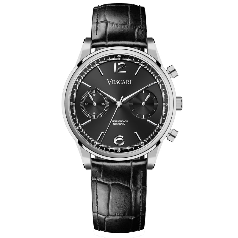 Chronograph Watch - Vescari Chestor Steel Black Chronograph Watch VSC-02SB-1