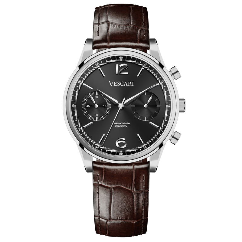 Chronograph Watch - Vescari Chestor Steel Black Chronograph Watch VSC-02SB-2