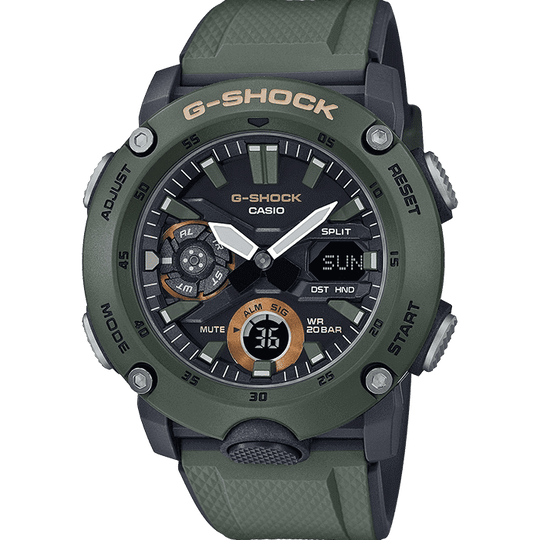 Casio G-Shock Carbon Khaki Watch GA-2000-3AER