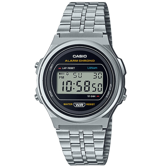 Casio Vintage Unisex Silver Watch A171WE-1AEF