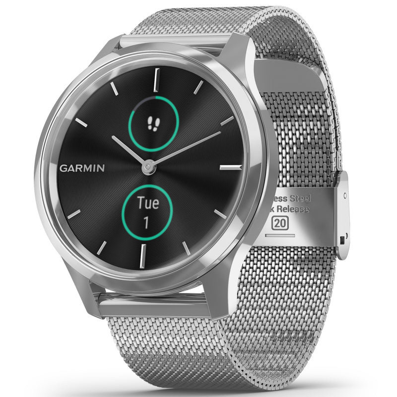 Garmin Vívomove® Luxe Silver Case With Silver Milanese Band 010-02241-03