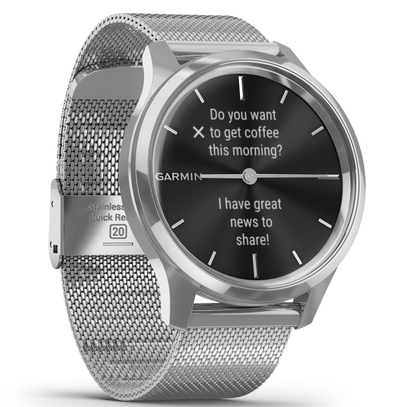 Garmin Vívomove® Luxe Silver Case With Silver Milanese Band 010-02241-03