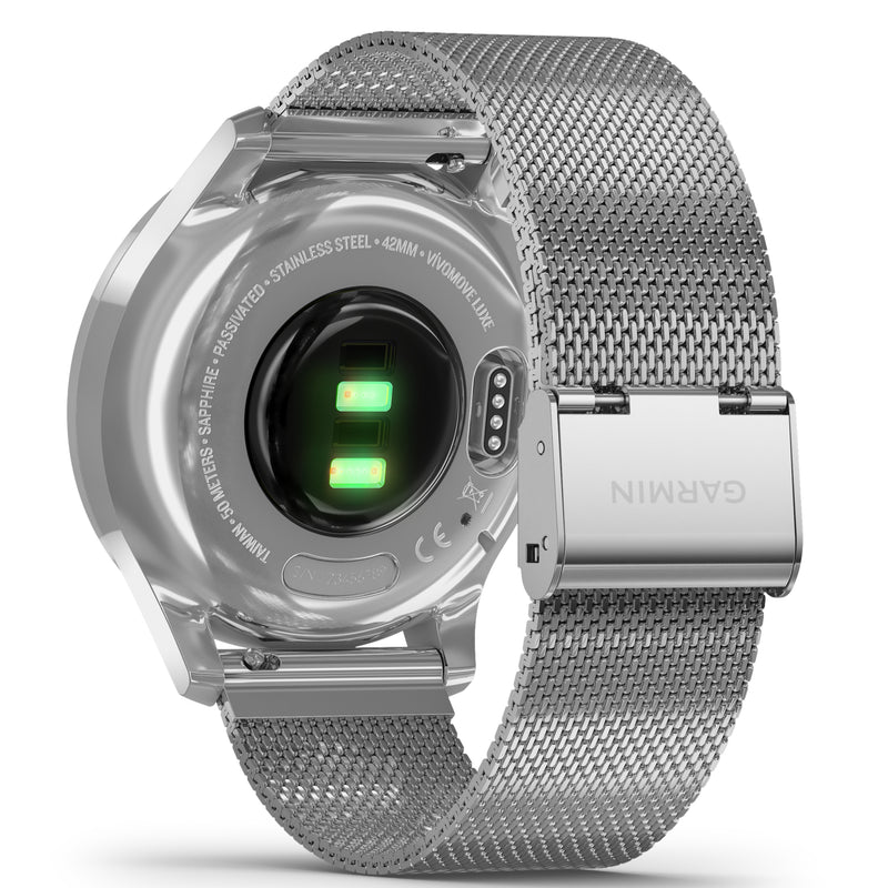 Garmin Vívomove® Luxe Silver Case With Silver Milanese Band 010-02241-03