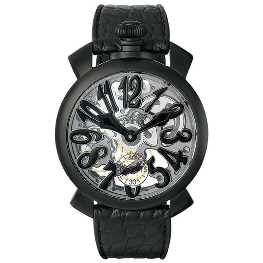 Gaga Milano Men's Black Skeleton Mechanical Watch 5312.01