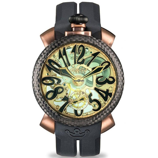 Gaga Milano Men's Black Skeleton Mechanical Watch 5318.GRE01