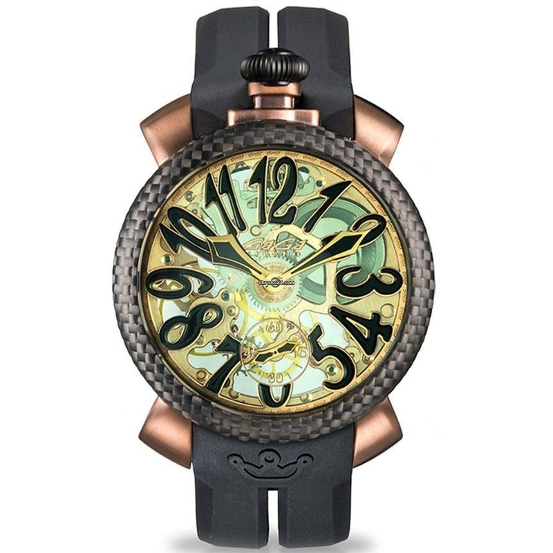 Mechanical Watch - Gaga Milano Men's Black Skeleton Mechanical Watch 5318.GRE01
