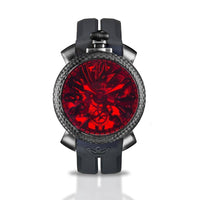 Mechanical Watch - Gaga Milano Men's Black Skeleton Vampire Mechanical Watch 5312.RED01