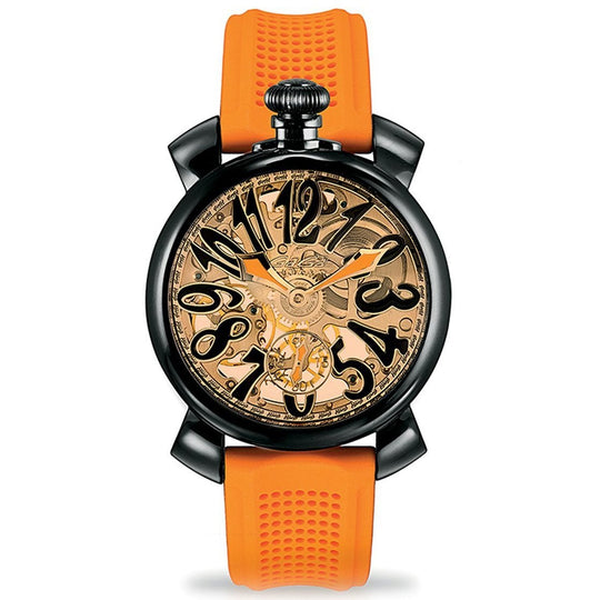 Gaga Milano Men's Orange Skeleton Mechanical Watch 5312AMB