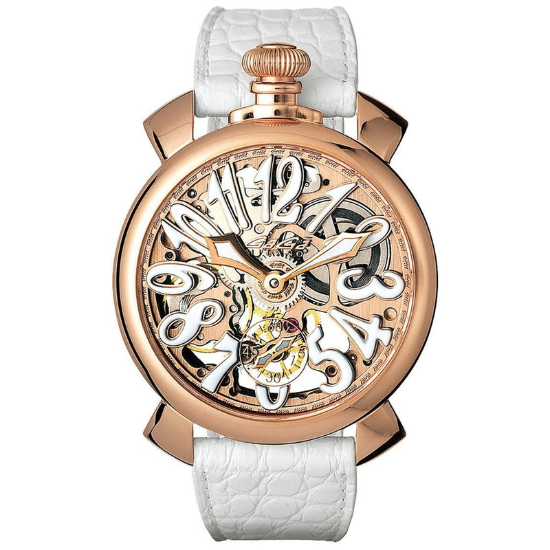 Mechanical Watch - Gaga Milano Men's White Skeleton Mechanical Watch 5311.01