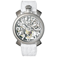 Mechanical Watch - Gaga Milano Men's White Skeleton Satin Mechanical Watch 5310.01