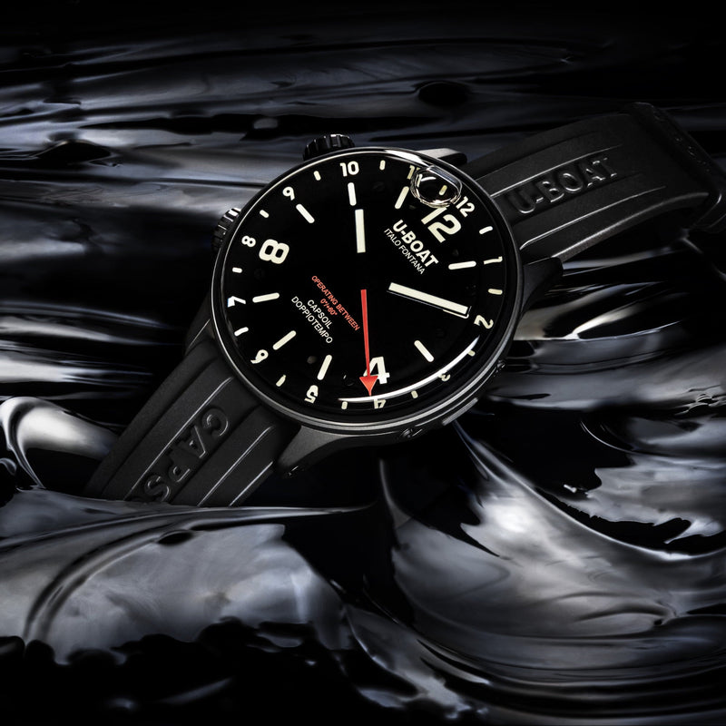 Mechanical Watch - U-Boat 8770/A New Capsoil Doppiotempo 445mm DLC Men's Black Watch