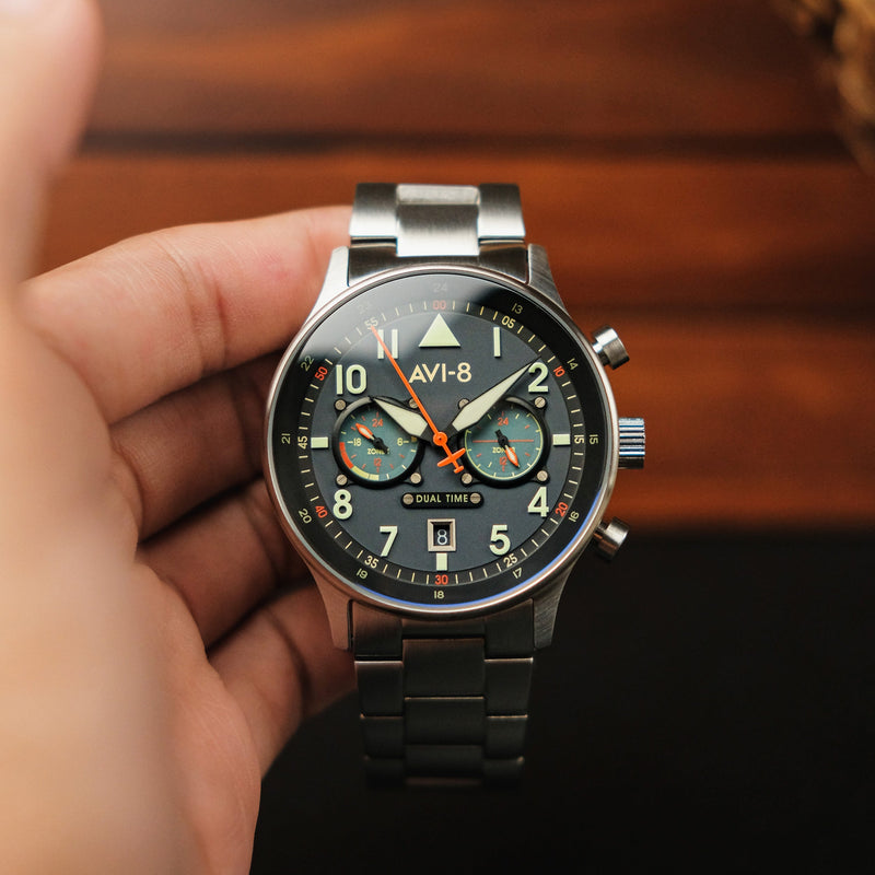 Pilot Watch - AVI-8 Carey Dual Time Gutersloh Watch AV-4088-22