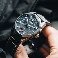 Pilot Watch - AVI-8 Spitfire Lock Channel Blue Chrono Watch AV-4089-04