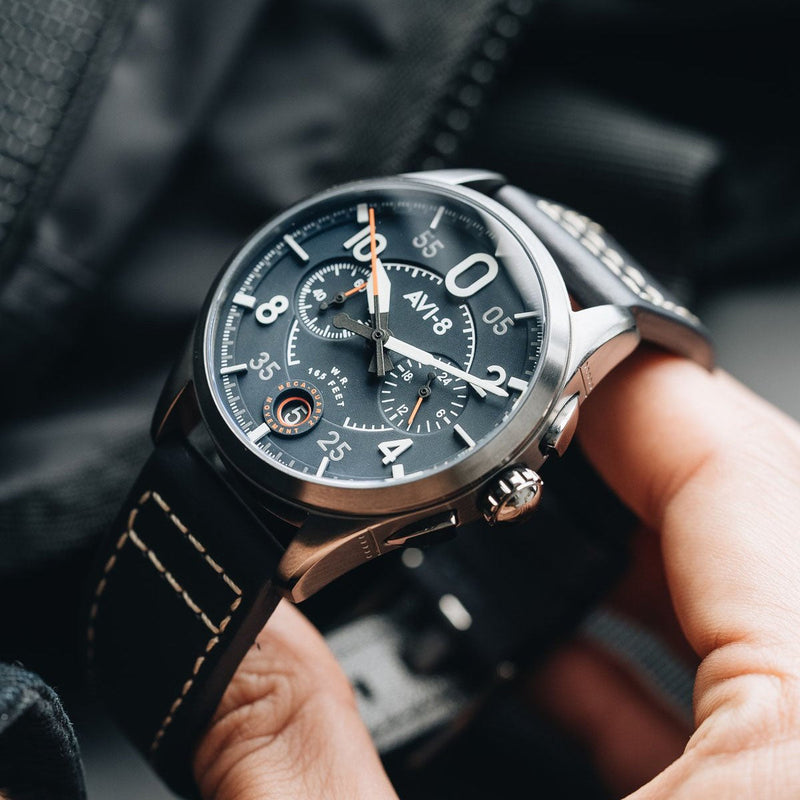 AVI-8 Blue Dial Chronograph Inspired by Spitfire Lock – Pilot Style