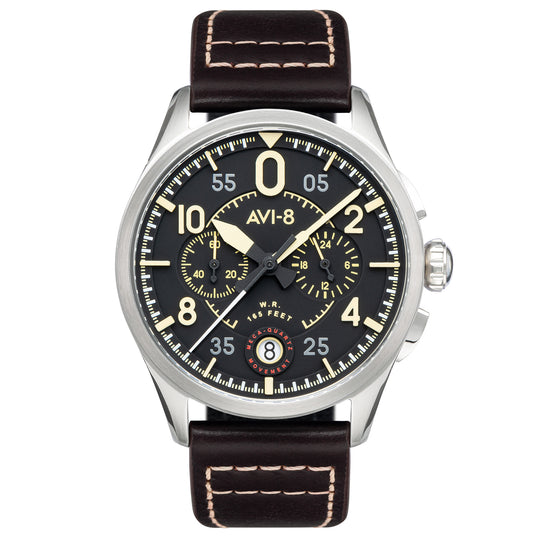 AVI-8 Spitfire Lock Men's Black Brown Chronograph Watch AV-4089-01