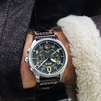 Pilot Watch - AVI-8 Spitfire Lock Midnight Oak Chrono Watch AV-4089-01