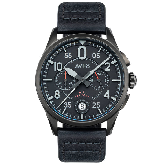 AVI-8 Spitfire Lock Slate Black Men's Chronograph Watch AV-4089-03