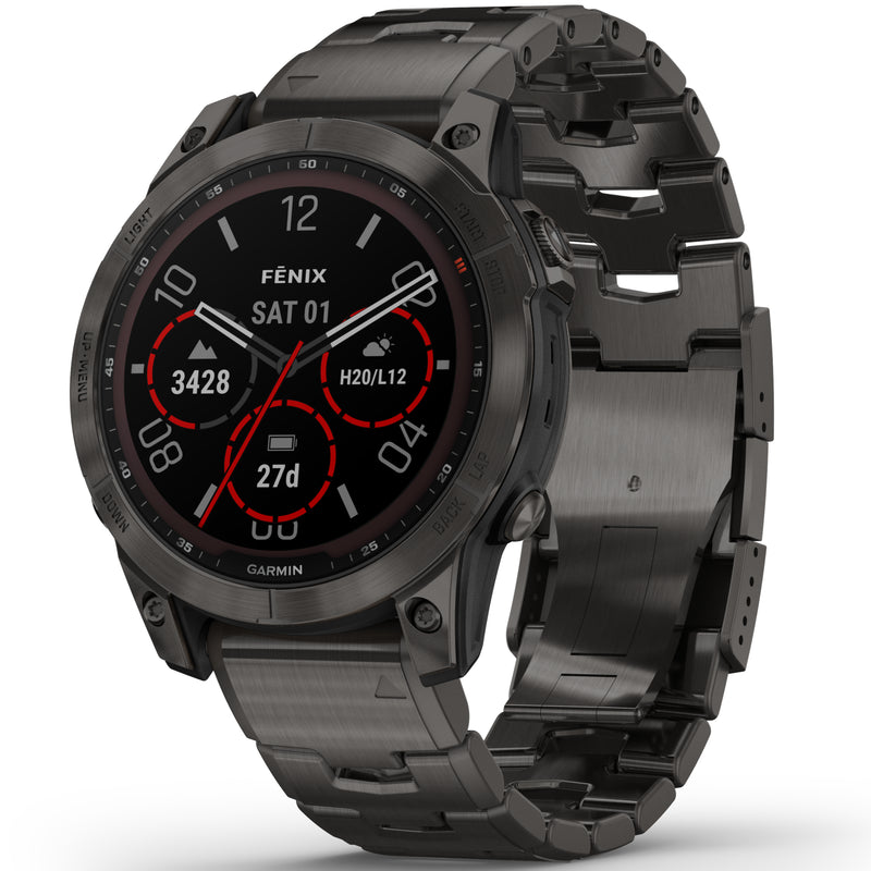 Smart Watch - Garmin Fenix® 7 Sapphire Solar Edition Carbon Grey DLC Titanium Smartwatch 010-02540-39
