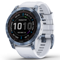 Smart Watch - Garmin Fenix® 7 Sapphire Solar Edition Mineral Blue DLC Titanium With Whitestone Smartwatch 010-02540-25