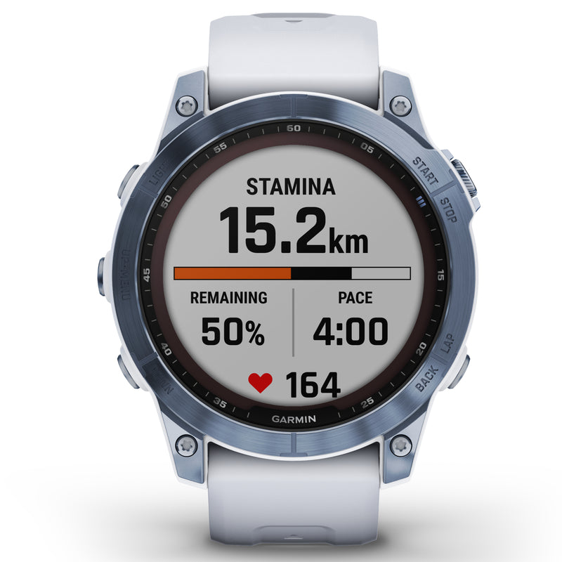 Smart Watch - Garmin Fenix® 7 Sapphire Solar Edition Mineral Blue DLC Titanium With Whitestone Smartwatch 010-02540-25