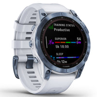 Smart Watch - Garmin Fenix® 7 Sapphire Solar Edition Mineral Blue DLC Titanium With Whitestone Smartwatch 010-02540-25