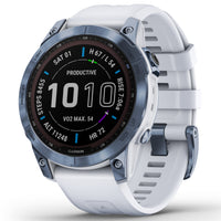 Smart Watch - Garmin Fenix® 7 Sapphire Solar Edition Mineral Blue DLC Titanium With Whitestone Smartwatch 010-02540-25