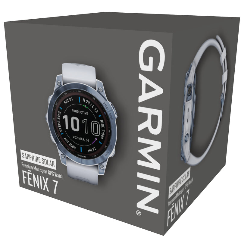 Smart Watch - Garmin Fenix® 7 Sapphire Solar Edition Mineral Blue DLC Titanium With Whitestone Smartwatch 010-02540-25