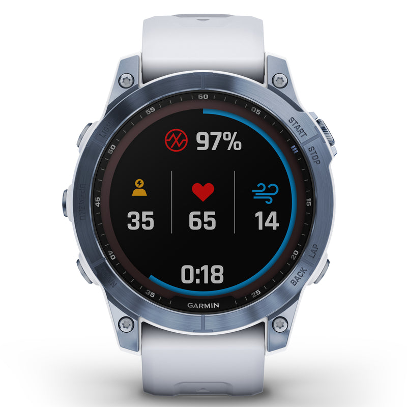 Smart Watch - Garmin Fenix® 7 Sapphire Solar Edition Mineral Blue DLC Titanium With Whitestone Smartwatch 010-02540-25