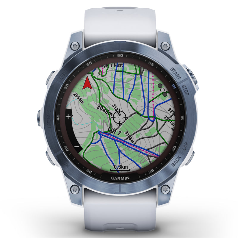 Smart Watch - Garmin Fenix® 7 Sapphire Solar Edition Mineral Blue DLC Titanium With Whitestone Smartwatch 010-02540-25