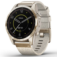 Smart Watch - Garmin Fenix® 7S Sapphire Solar Edition Cream Gold Titanium With Cream Heathered Nylon Smartwatch 010-02539-39